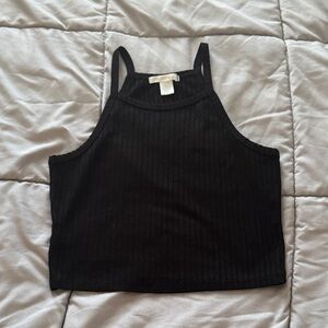 Bozzolo Black Ribbed Crop Top (M)